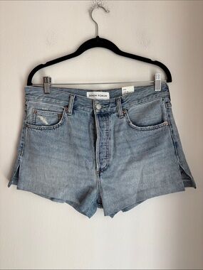 Aritiza denim forum Ex-boyfriend hi-rise micro jean shorts light Blue Distressed